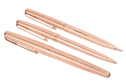 Lot 332 - A Parker pen 61 triple set, together with...