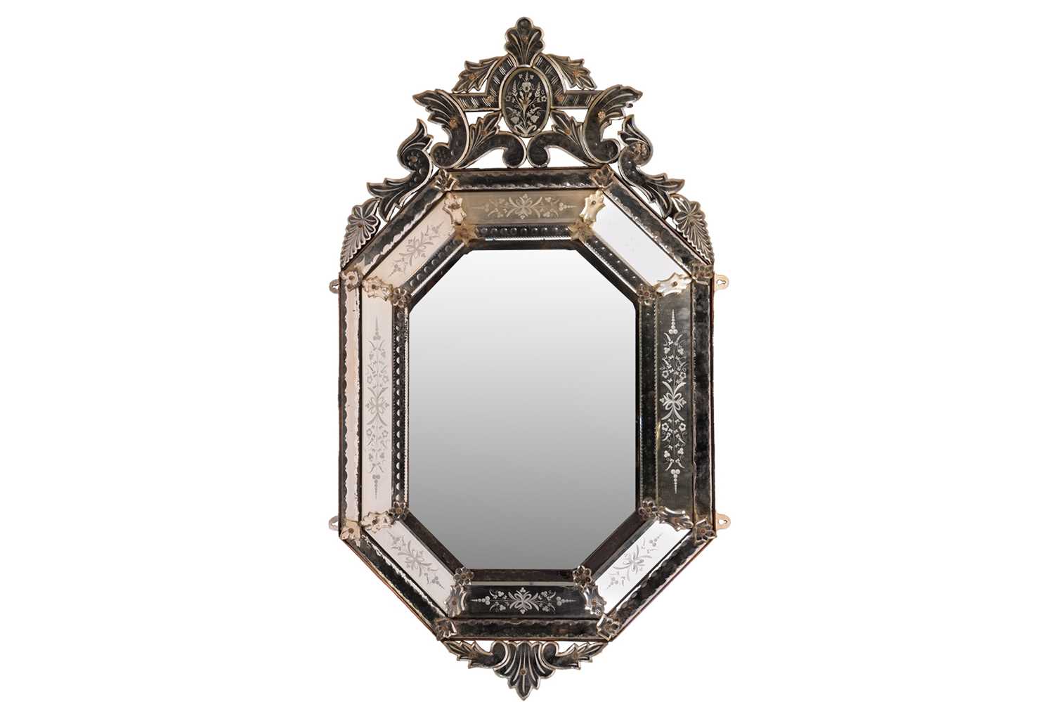 Lot 193 - A 19th Century Venetian wall mirror, the...