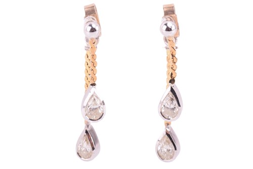 Lot 41 - A pair of diamond drop earrings, each...