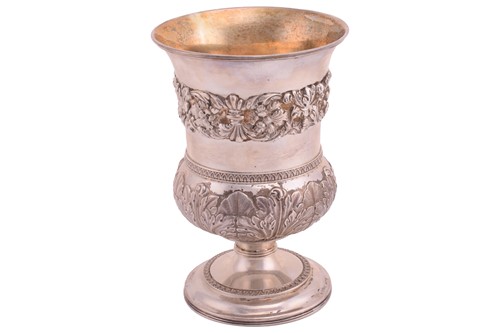 Lot 532 - A George III silver chalice with a gilt...