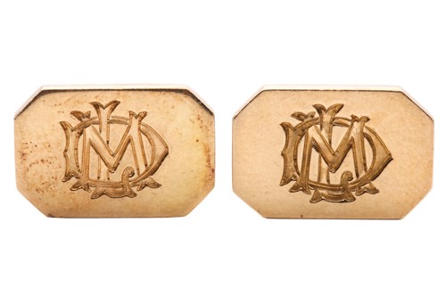 Lot 265 - A pair of octagonal cufflinks, the panels...