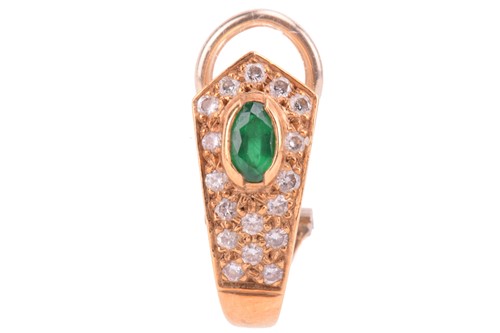 Lot 42 - An emerald and diamond pendant on chain and a...