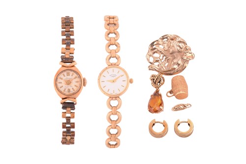 Lot 310 - A collection of two watches, a brooch, a...