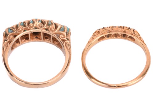 Lot 81 - Two gem-set half hoop rings; the first is a...