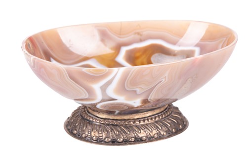 Lot 351 - An oval agate bowl on a continental nineteenth-...