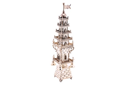 Lot 507 - Judaica;- A Polish white metal Spice Tower by...