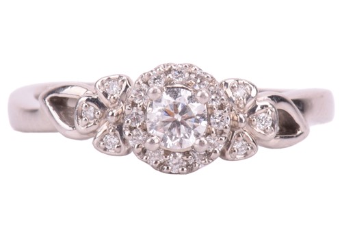 Lot 279 - A diamond floral cluster ring, set with a...