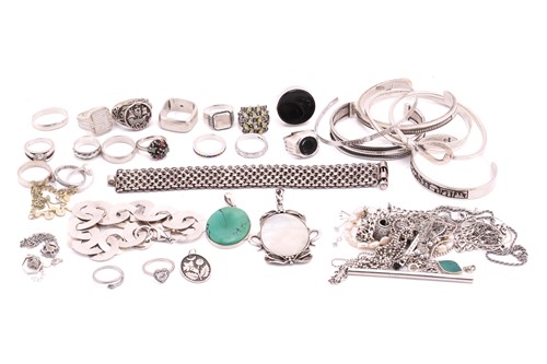 Lot 107 - A large collection of mixed silver jewellery...