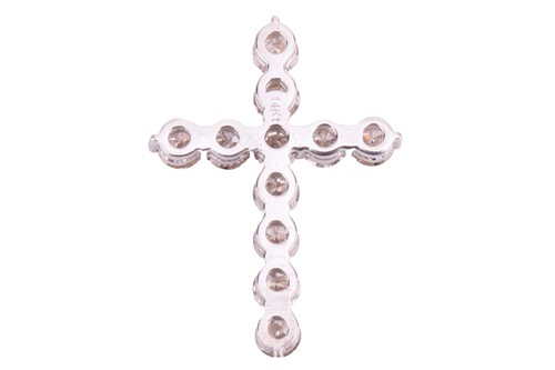 Lot 66 - A diamond cross pendant, set with round...