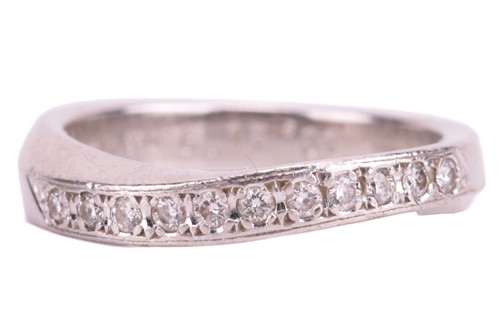 Lot 259 - A Mikimoto diamond half eternity ring, set...