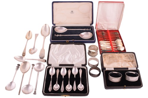 Lot 565 - Collection of silver flatware, comprising a...