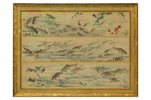Lot 121 - A 19th century Japanese watercolour on silk,...