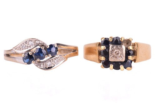 Lot 303 - Two sapphire and diamond dress rings in 18ct...