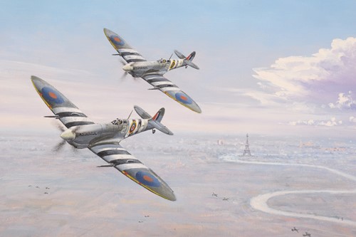 Lot 5 - Ron Belling (1993-1998), 'Spitfires over Paris'...