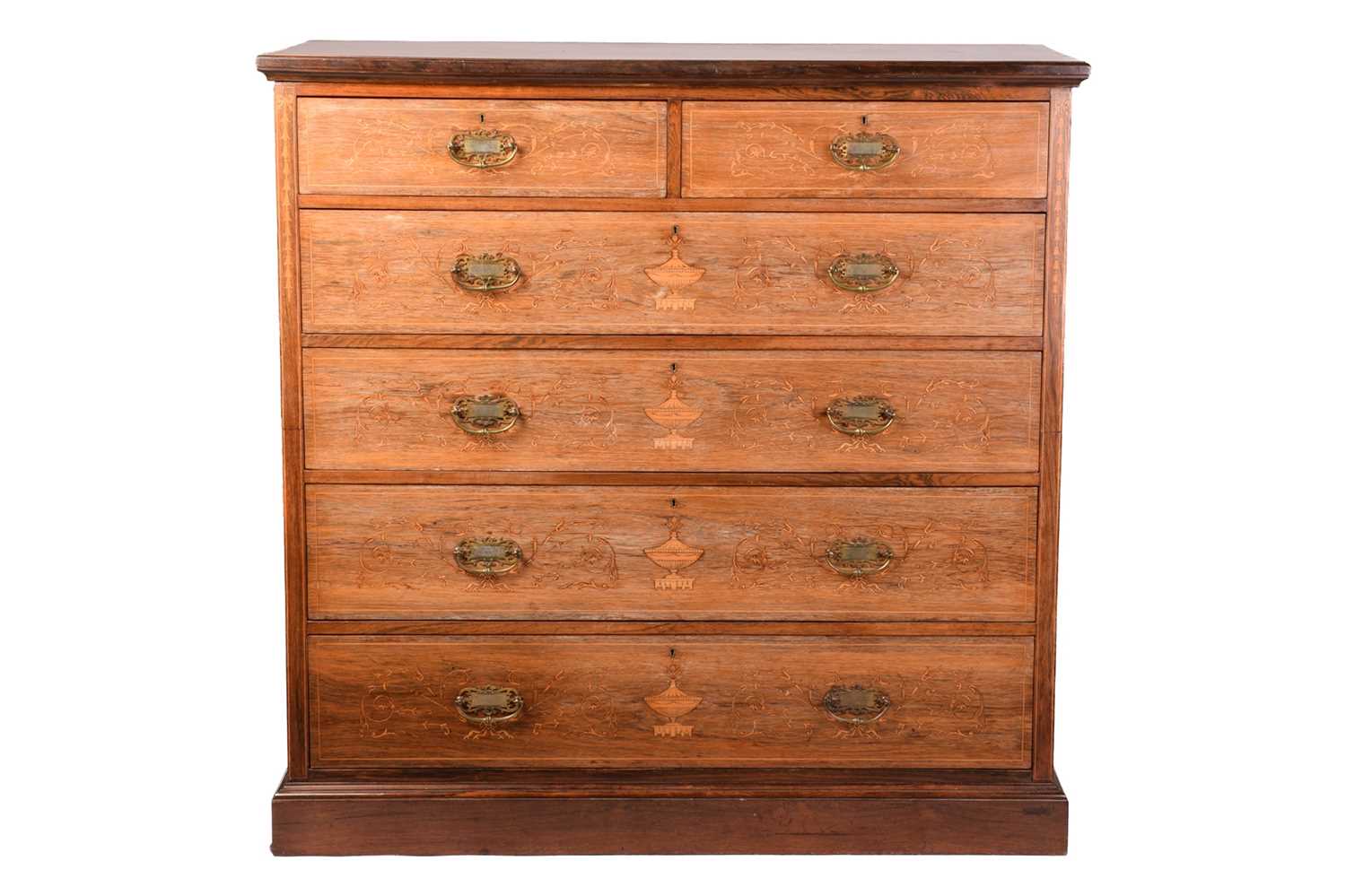 Lot 171 - An Edwardian rosewood tall chest of drawers,...