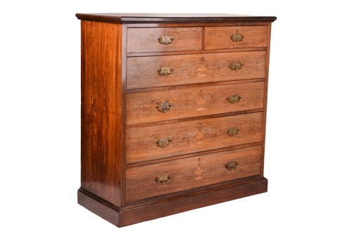 Lot 171 - An Edwardian rosewood tall chest of drawers,...