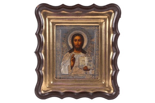 Lot 246 - A Russian Christ Pantocrator icon, late 19th...