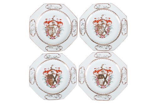 Lot 139 - A set of four Chinese porcelain armorial...