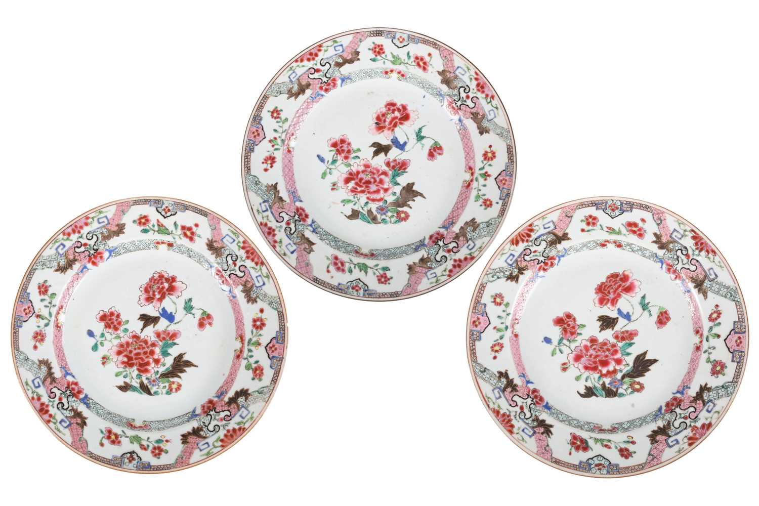 Lot 143 - A set of three Chinese Famille Rose porcelain...
