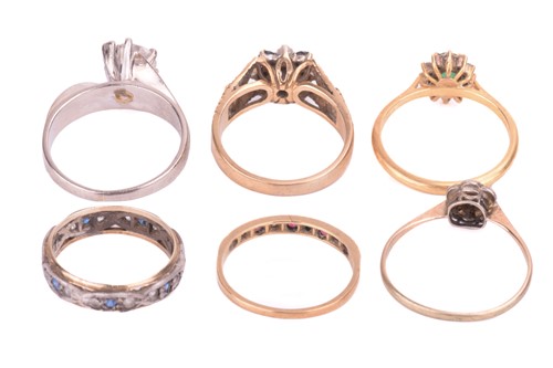 Lot 31 - A collection of six stone set rings including...