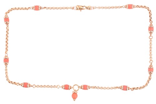 Lot 114 - A coral chain necklace, the belcher link chain...