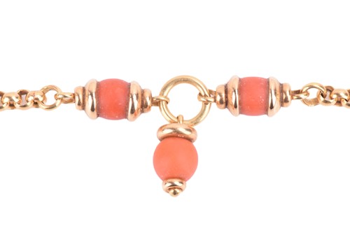 Lot 114 - A coral chain necklace, the belcher link chain...