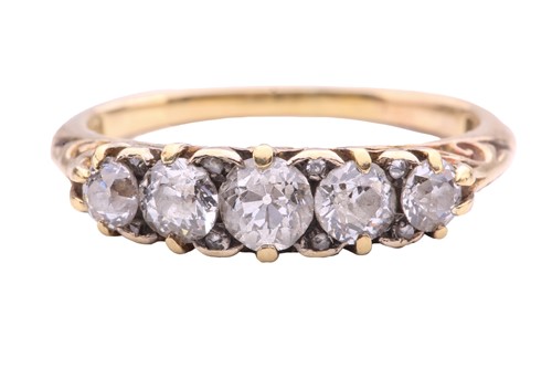 Lot 252 - A diamond five stone half hoop ring, set with...