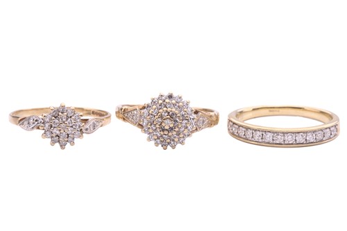 Lot 141 - Three diamond rings, including a diamond half...