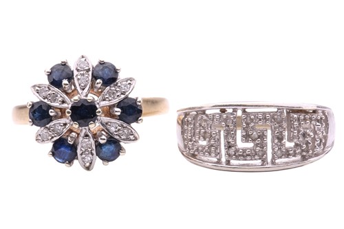 Lot 321 - Two gem-set rings; a sapphire and diamond...