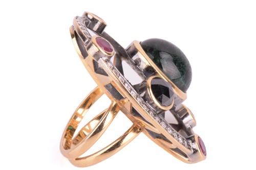 Lot 52 - A tourmaline and diamond cocktail ring, the...