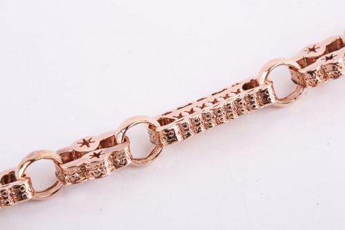 Lot 61 - A fancy link watch chain, comprising a series...