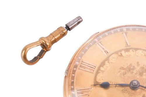 Lot 494 - An 18ct gold open-face pocket watch, featuring...