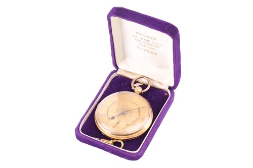 Lot 494 - An 18ct gold open-face pocket watch, featuring...