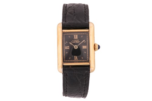 Lot 477 - A Cartier Tank Vermeil lady's quartz...