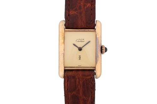 Lot 476 - A Cartier Must de Cartier Tank Vermeil ladies...