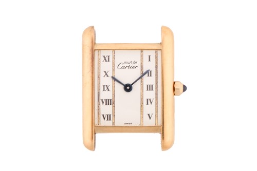 Lot 441 - A Must de Cartier Tank Vermeil ladies Quartz...
