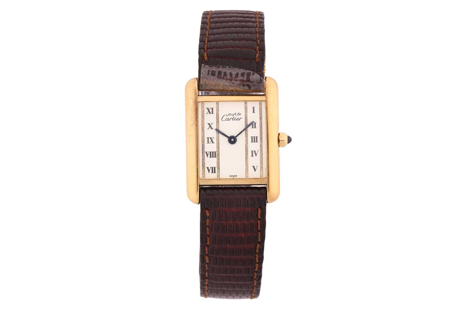 Lot 441 - A Must de Cartier Tank Vermeil ladies Quartz...