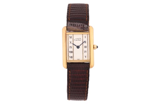 Lot 441 - A Must de Cartier Tank Vermeil ladies Quartz...