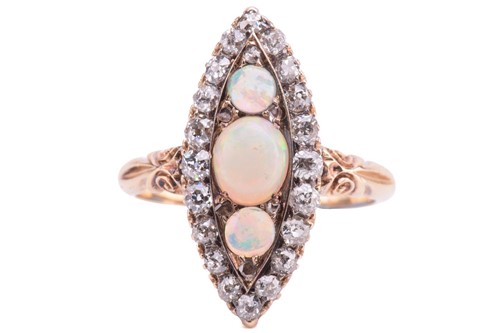 Lot 215 - A late victorian opal and diamond ring,...