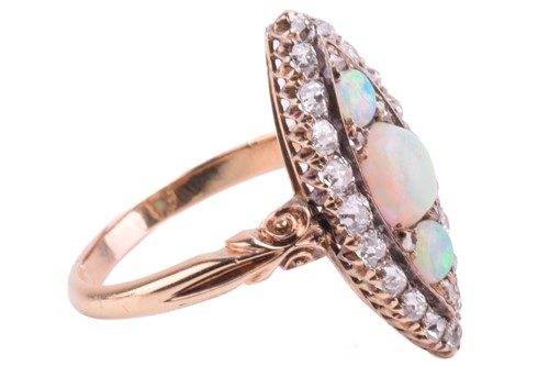 Lot 215 - A late victorian opal and diamond ring,...