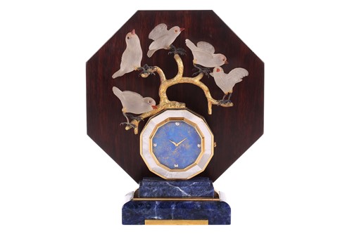 Lot 160 - An Art Deco-style lapis lazuli desk clock with...