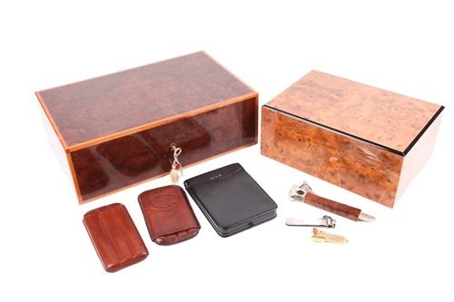 Lot 214 - Two Cigar Humidors to include 1 x Dunhill Burl...