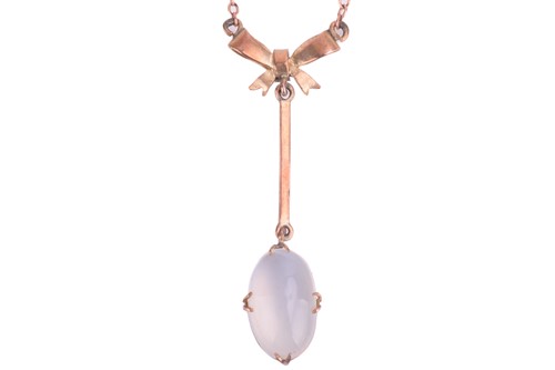 Lot 147 - A moonstone lavaliere necklace, the moonstone...