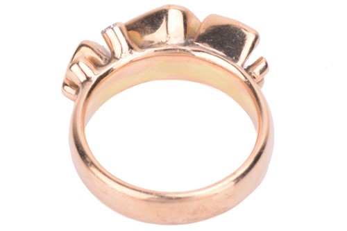 Lot 32 - A peridot, tourmaline and diamond dress ring...