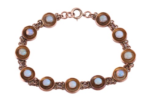 Lot 294 - An opal bracelet, designed as a series of...