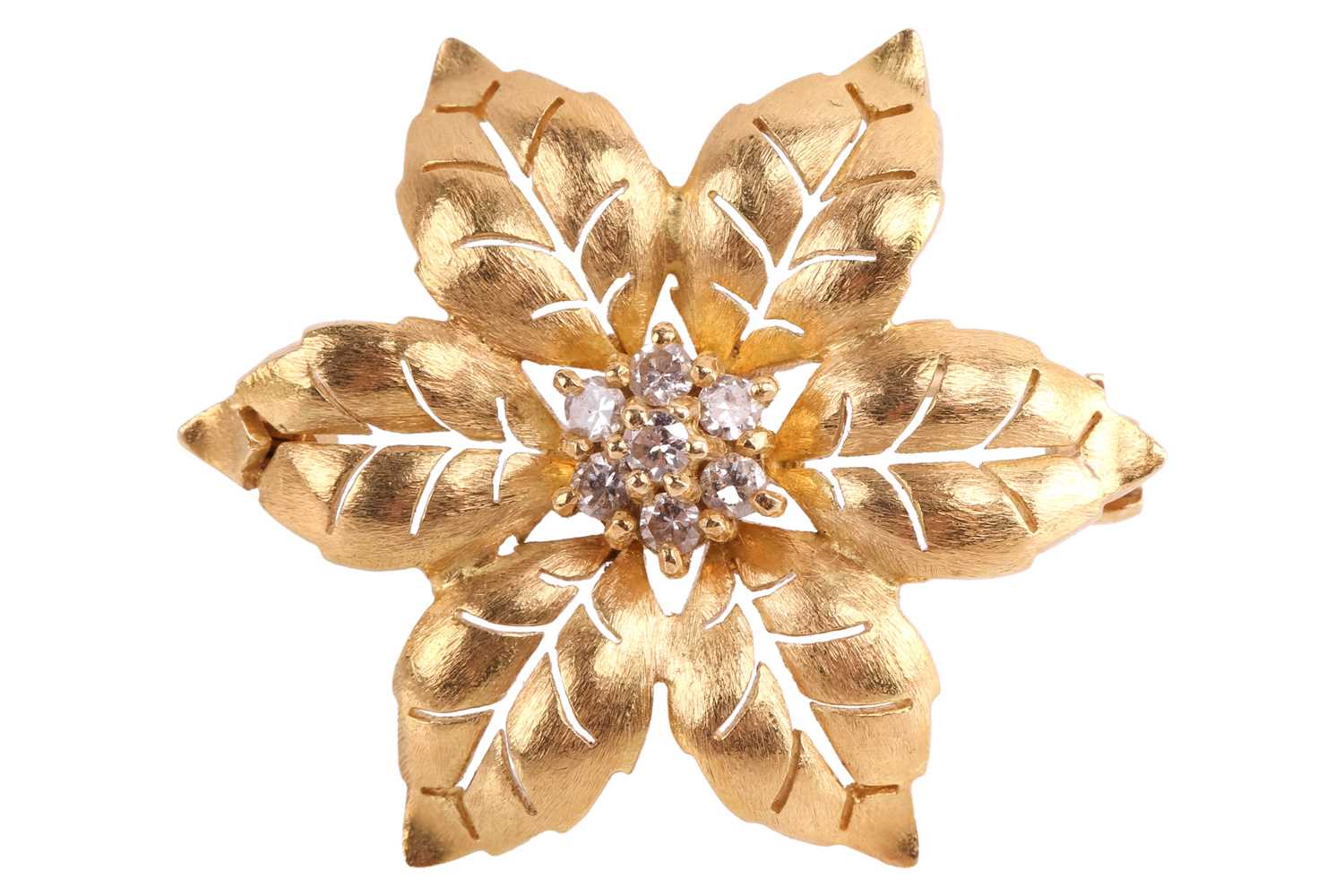 Lot 138 - A diamond brooch in a foliate design set with...