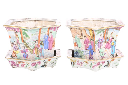 Lot 134 - A pair of Chinese famille rose cache pots, of...