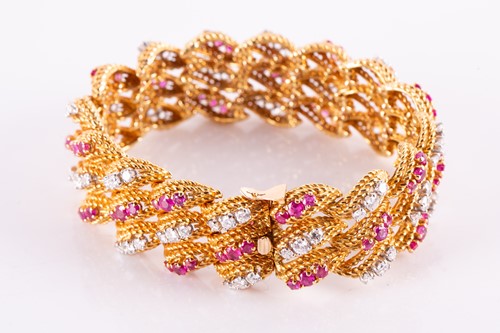 Lot 241 - Kutchinsky – a diamond and ruby bracelet in...