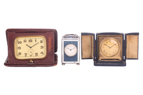 Lot 333 - A Collection of Three Travel Clocks A Longines...