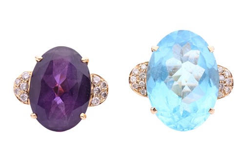 Lot 248 - Two large gem-set cocktail rings; the first...